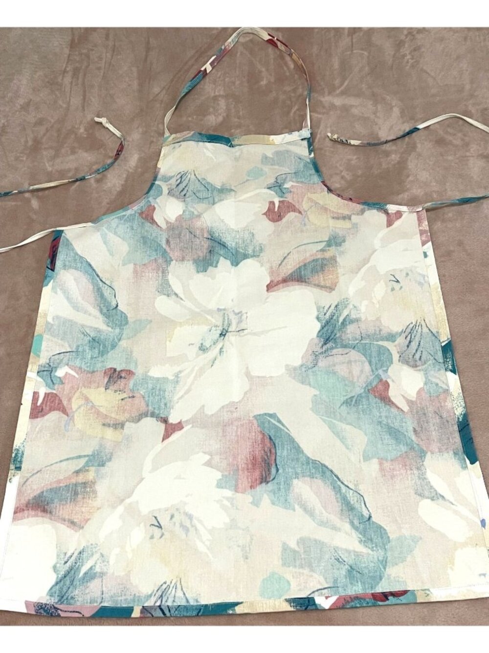 Boutique Watercolor Flower Botanical Bib Chef Green Apron Cooking Baking Kitchen - Picture 8 of 9